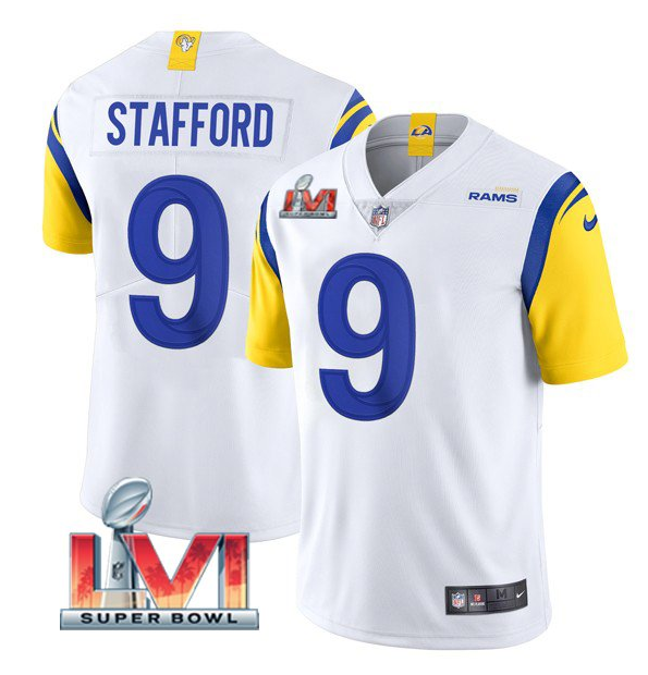 Women's Los Angeles Rams #9 Matthew Stafford 2022 White Super Bowl LVI Vapor Limited Stitched Jersey(Run Small)